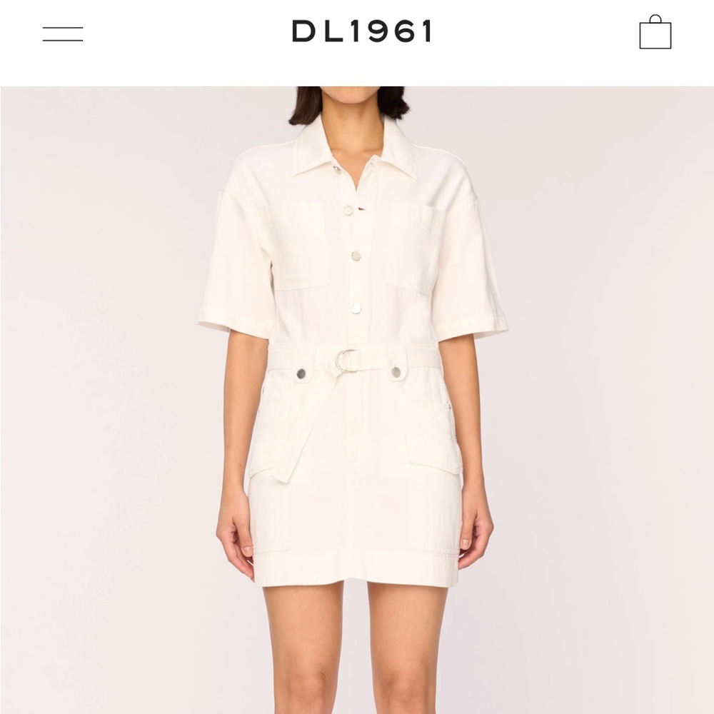 DL1961 Colette Dress White denim jean jumpsuit romper NWT